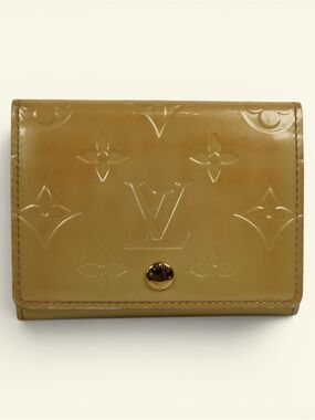 Louis Vuitton Patent Monogram Compact Wallet in Mustard Brown